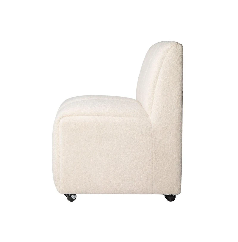 Jofran Tess Contemporary Modern Ivory Boucle Upholstered Dining Chair