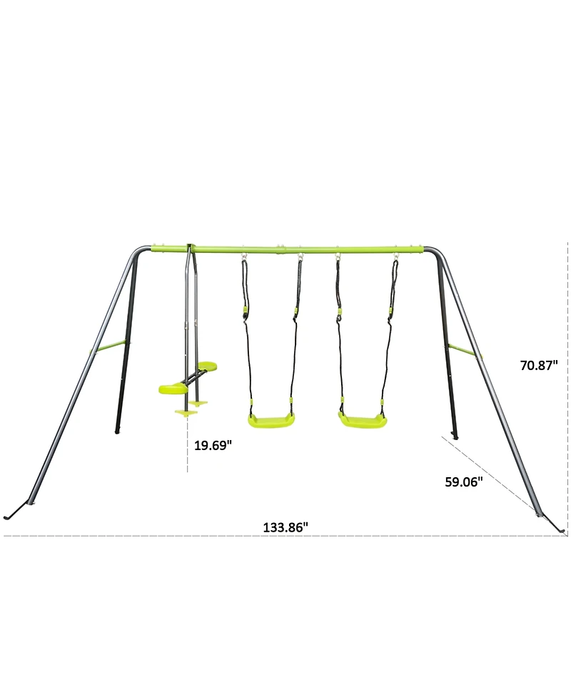 Streamdale Furniture 4-Child Metal Swingset Face-to-Face Swing & 2 Swing Seats