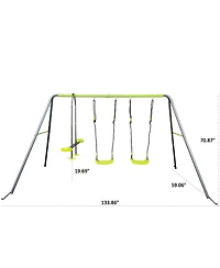 Streamdale Furniture 4-Child Metal Swingset Face-to-Face Swing & 2 Swing Seats