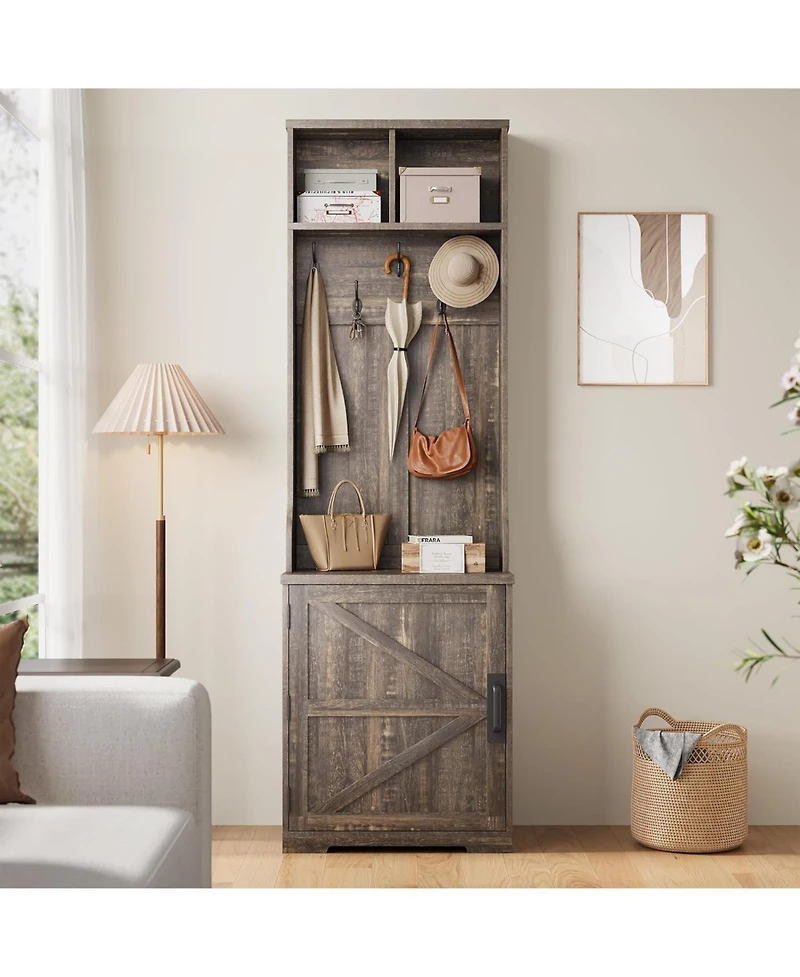 gaomon Farmhouse 3-in-1 Hall Tree with Shoe Storage Bench & Hooks for Entryway