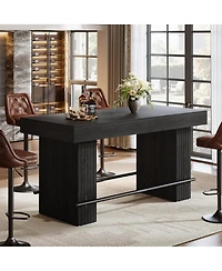Tribesigns 62 Inch Kitchen Island, Rectangular Bar Table, Industrial Counter Height Pub Dining Table