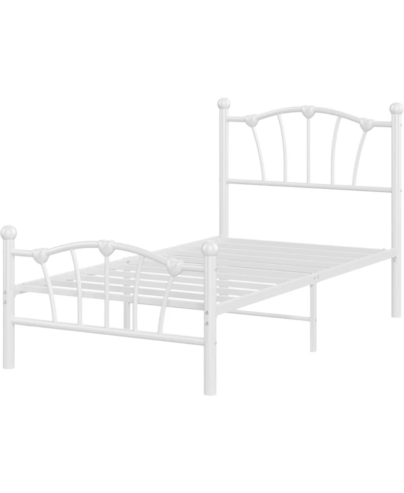 gaomon Metal Bed Frame, Frames for Girls, Platform with Heart-Shaped Design Headboard&Footboard, Heavy-Duty - Twin