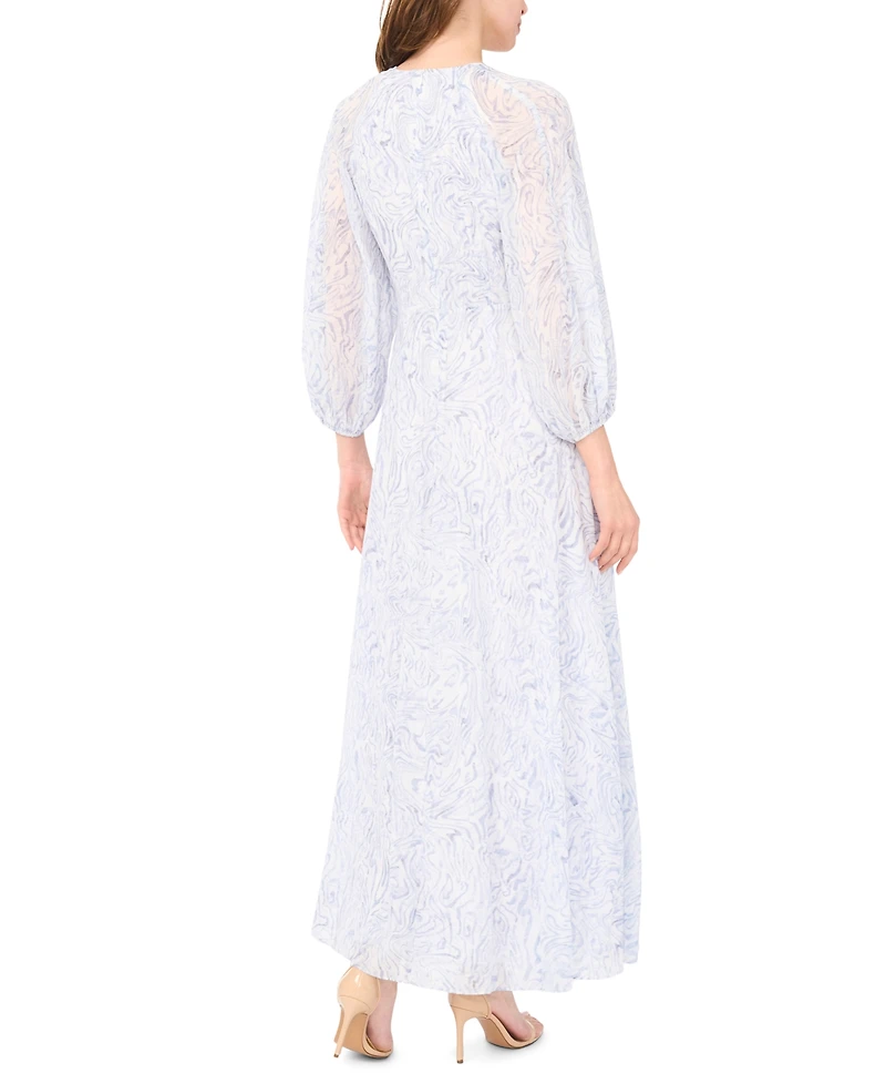 Parker Women's Balloon-Sleeve Twist-Front Maxi Dress