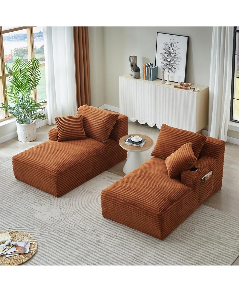 Streamdale Furniture Compressible Double Chaise Lounge Sleeper Loveseat