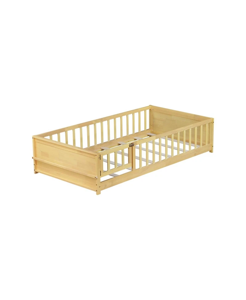 Streamdale Furniture Twin Size Floor Bed with Book Rack and Door