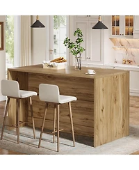Tribesigns 59-Inch Kitchen Island with Storage, 3-Tier Farmhouse Stationary Island Table with Large Worktop & Seating Area, Breakfast Counter