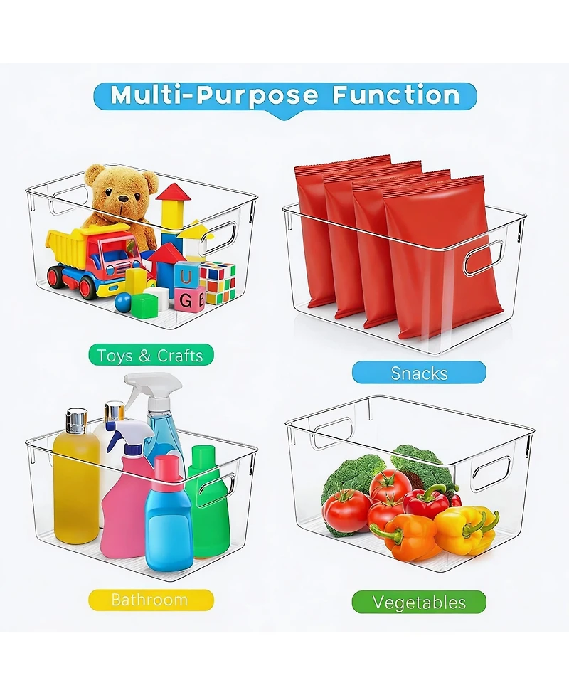 Yigii Set of 8 Clear Stackable Storage Bins for Pantry & Kitchen Organization