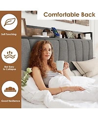 gaomon Full Platform Bed Frame with Storage Drawers and Charging Station, Upholstered Headboard Shelf, Large Underbed