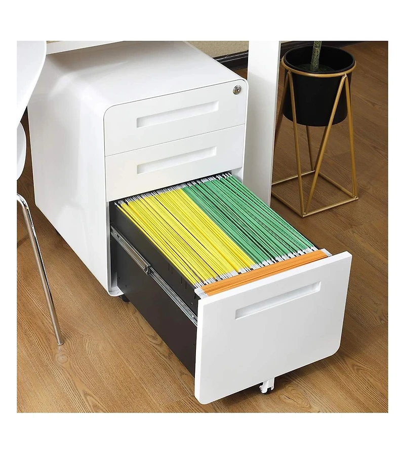 gaomon 3-Drawer Mobile File Cabinet with Lock, Under Desk Metal Filing Cabinet for Home Office