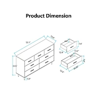 gaomon 7-Drawer Dresser, Modern Storage Chest with Gold Metal Handles
