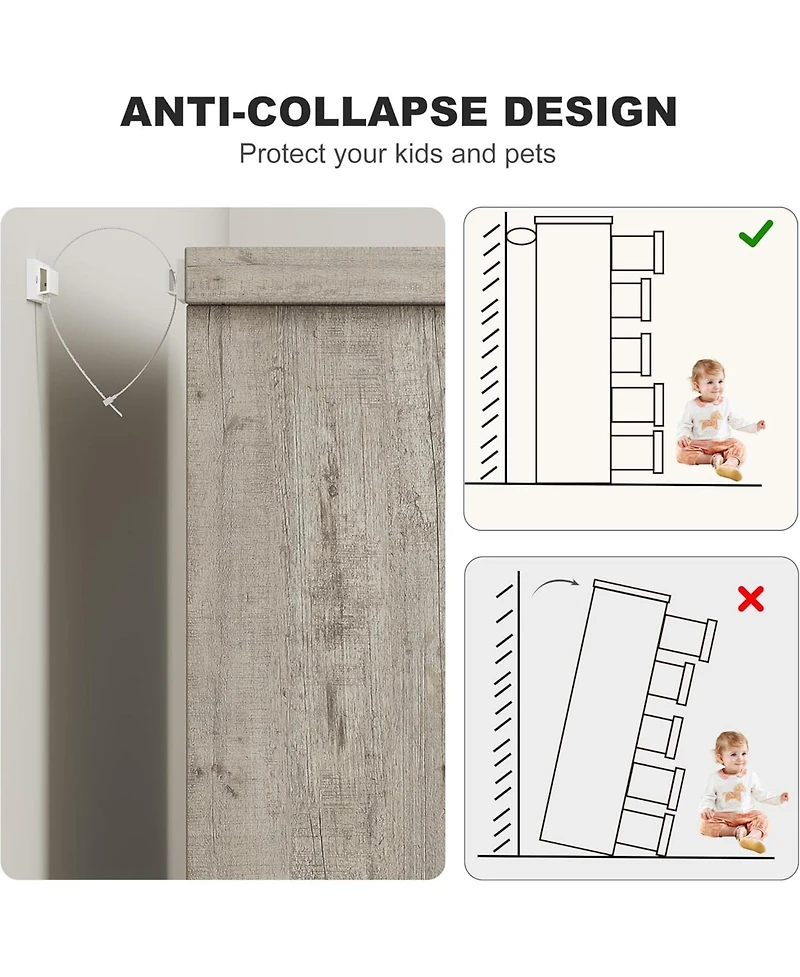gaomon 5-Drawer Dresser for Bedroom, Wooden Chest of Drawers with Embedded Handles for Hallway & Entryway