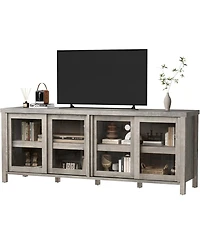 gaomon Tv Stand for 65 Inch Tv, Mid-Century Modern Entertainment Center with Sliding Glass Doors