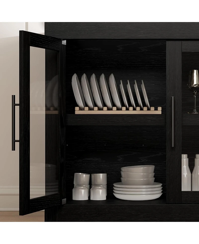 Gaomon 70.8" Sideboard Buffet Cabinet with 4 Glass Doors, Farmhouse Modern Accent Storage Cabinet