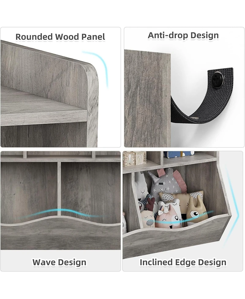 gaomon Kids Bookshelf and Toy Storage Bookcase, Multi-Shelf Cubby Organizer for Playroom and Classroom