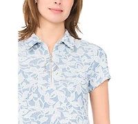 Msk Women's Cap-Sleeve Collared Swing Dress