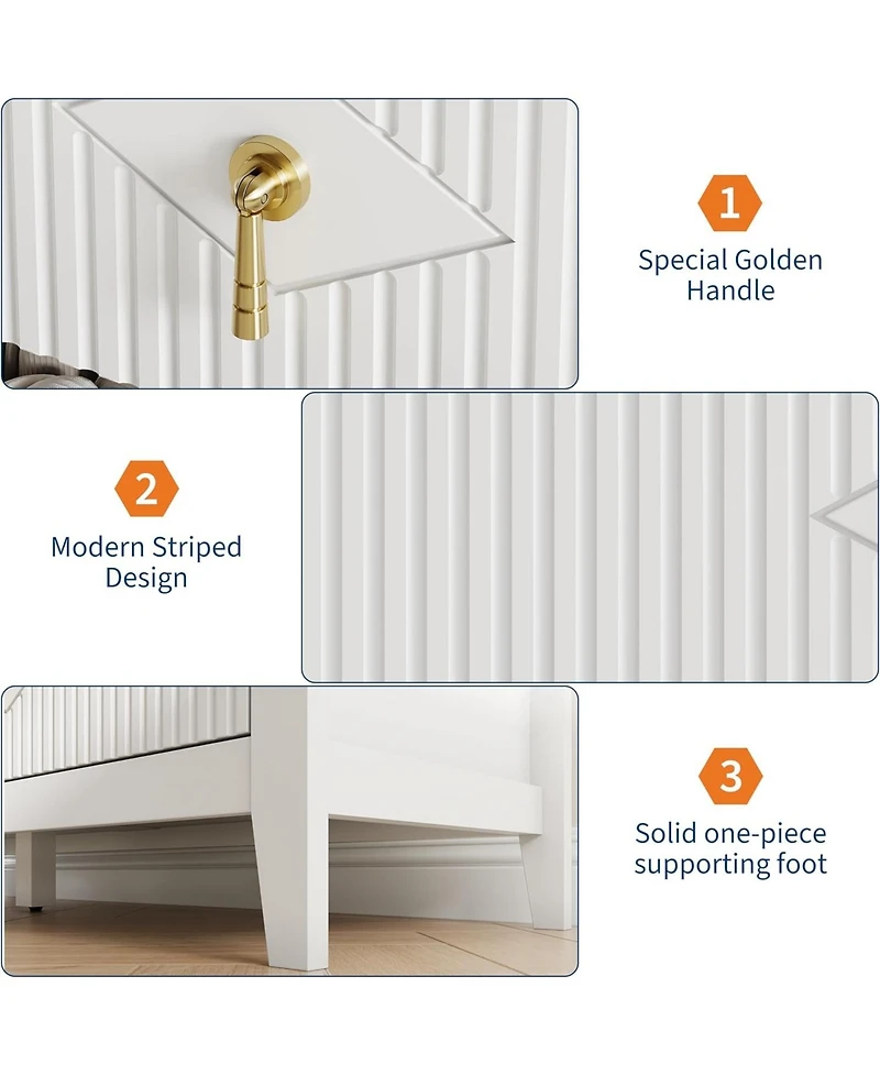 gaomon 54" Wide Fluted Dresser, 7 Drawer Modern Wood Storage Chest for Bedroom, Living Room or Entryway