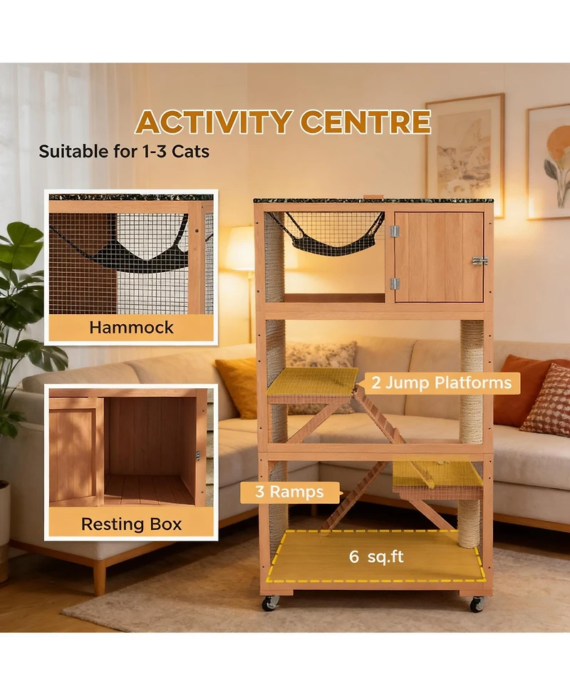 Zeus & Ruta Wooden Outdoor Cat Enclosure Cat House