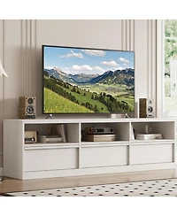 gaomon 70" Tv Stand for TVs up to 85", Mid-Century Modern Entertainment Center with Drawer & Open Shelves