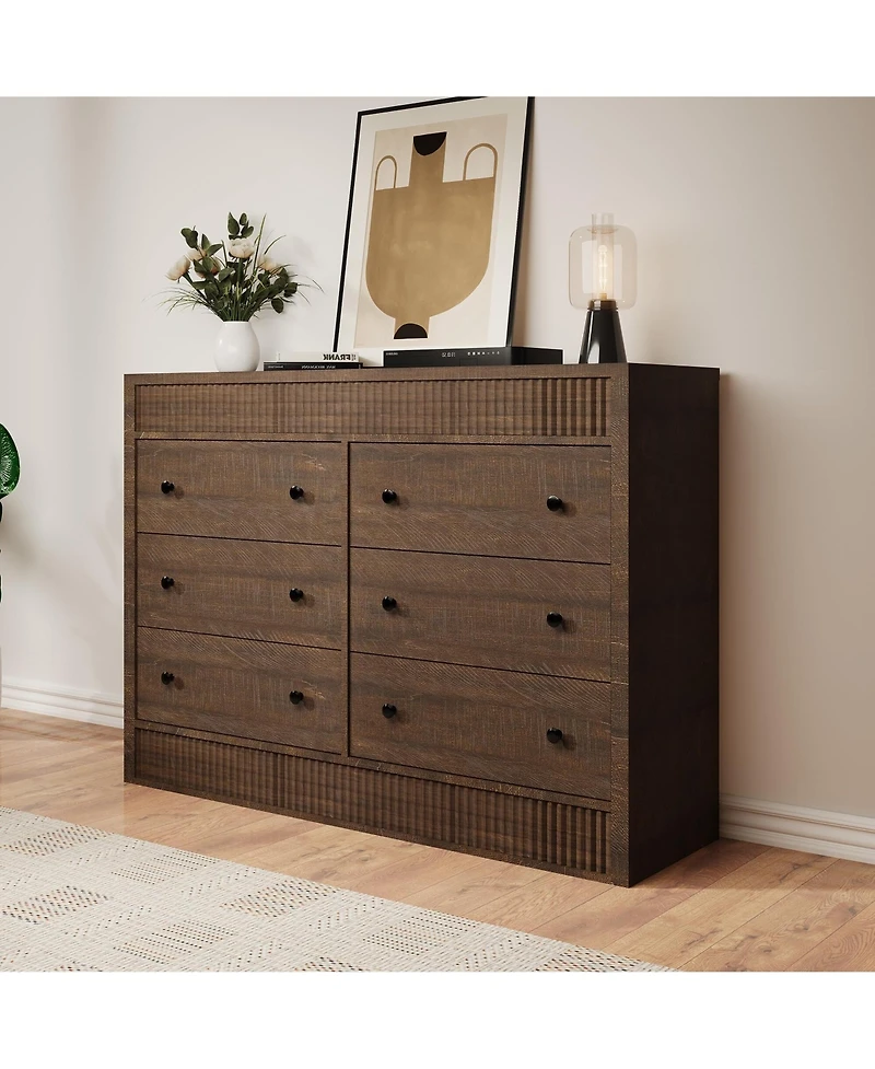 gaomon 6-Drawer Dresser for Bedroom, 47" Wide Wooden Chest of Drawers