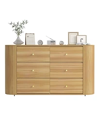 gaomon Drawer Dresser with Power Outlet, Farmhouse Wooden Dresser with Metal Handles & Vintage Design