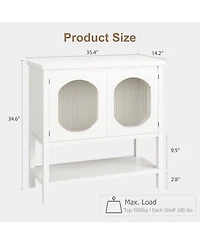 gaomon Coffee Bar Cabinet with Reeded Glass Doors, Modern Buffet Sideboard with Storage Shelf