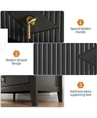 gaomon 43" Tall Fluted Dresser, 5 Drawer Modern Wood Storage Chest for Living Room or Entryway, Black