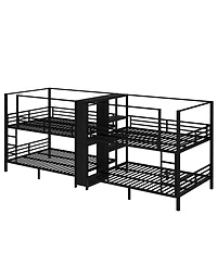 Streamdale Furniture Queen Quad Bunk Bed w/ Storage & Wardrobe