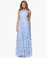 Xscape Women's 3D Sequin Halter Neck Ball Gown