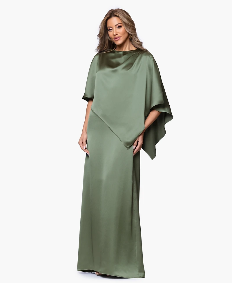 Xscape Women's Long Satin Overlay Ball Gown