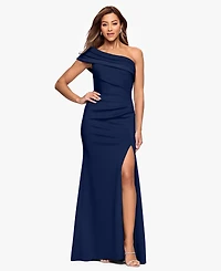 Xscape Women's One-Shoulder Pleat Long Dress