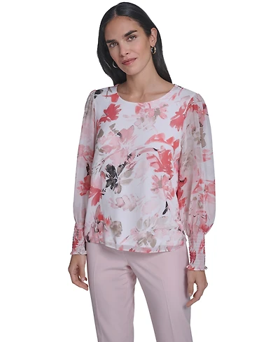 Calvin Klein Women's Mixed Media Long-Sleeve Top