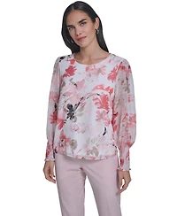 Calvin Klein Women's Mixed Media Long-Sleeve Top