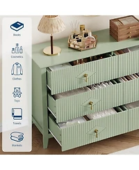 gaomon 54" Wide Fluted Dresser, 6 Drawer Modern Wood Storage Chest for Bedroom or Entryway