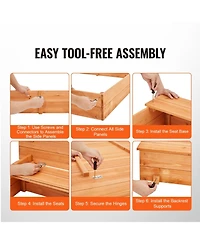 Slickblue Wooden Sandbox, 52.4 x 47.2 x 16.9 in Sand Box, Sand Pit with Foldable Bench Seats and Bottom Liner