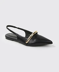 Berness Women's Reina Slingback Flats with Gold-Tone Bar Detail