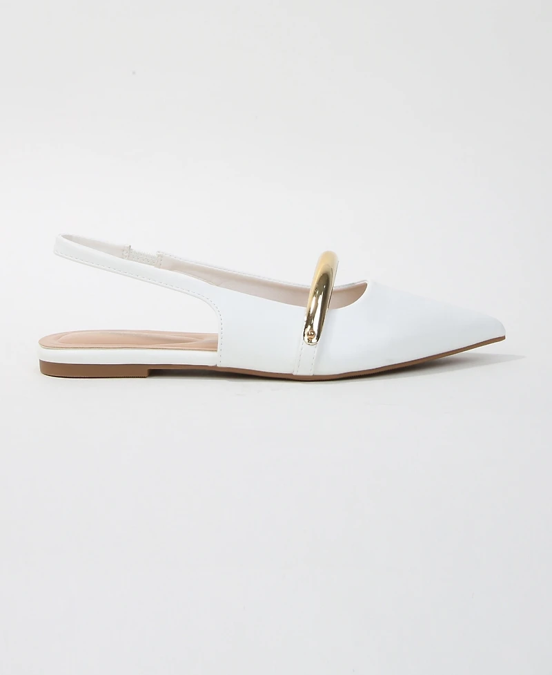 Berness Women's Reina Slingback Flats with Gold-Tone Bar Detail
