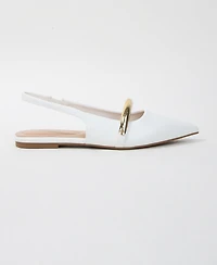 Berness Women's Reina Slingback Flats with Gold-Tone Bar Detail