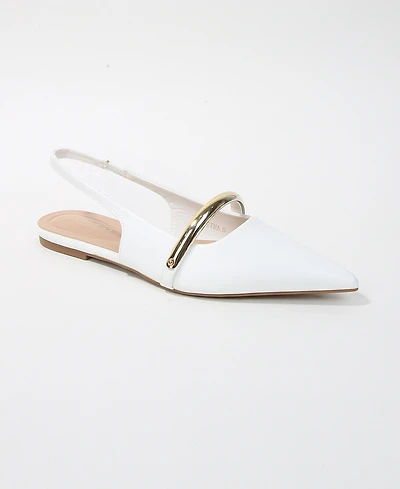 Berness Women's Reina Slingback Flats with Gold-Tone Bar Detail