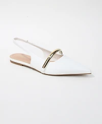 Berness Women's Reina Slingback Flats with Gold-Tone Bar Detail