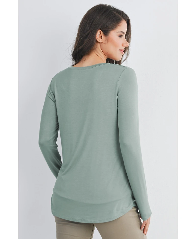 Hello Miz Maternity Casual Scoop Neck Long Sleeve Nursing Top