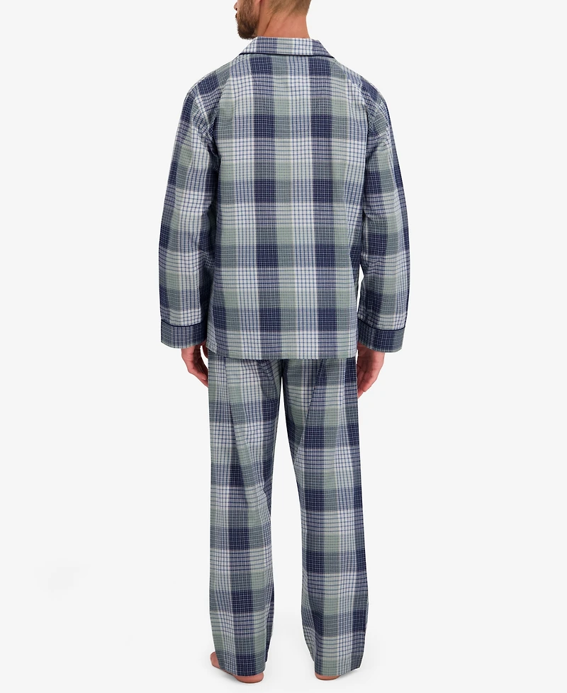 Hanes Men's Woven Button Down Pajama Sleep Set