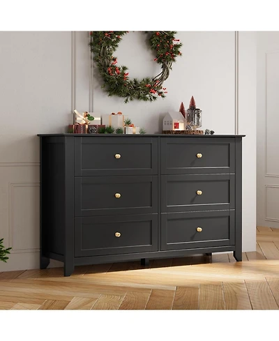 gaomon 6 Drawer Dresser for Bedroom, Modern Wood Storage Cabinet for Living Room or Entryway