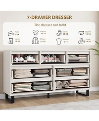 gaomon 7-Drawer Dresser for Bedroom, 55" Wide Freestanding Wooden Storage Chest for Living Room & Entryway