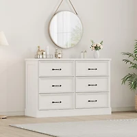 gaomon 6-Drawer Horizontal Dresser, American Style Antique White Mdf Chest of Drawers