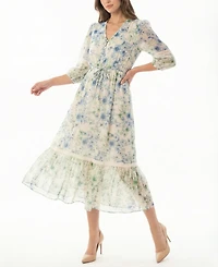 Taylor Petite Chiffon Button-Front Midi Dress