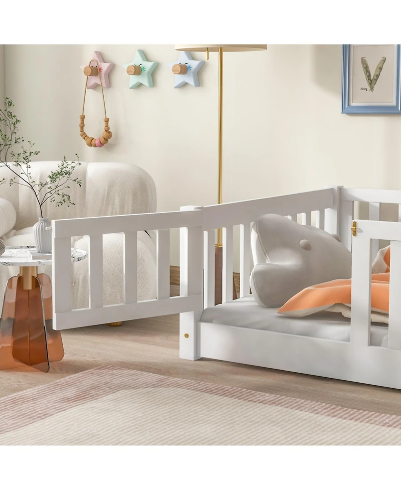 Streamdale Furniture Twin Floor Bed with Fence & Door