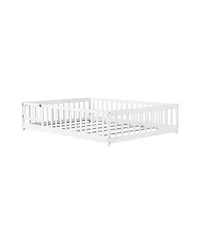 Streamdale Furniture Floor Bed with Fence & Door, Rubber Wood