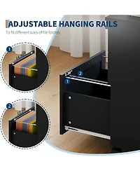 gaomon 3-Drawer Rolling File Cabinet with Lock, Wooden Mobile Filing Cabinet for Home Office & Under Desk Storage