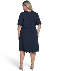 Eliza J Plus Scalloped Hem V-Neck Dress