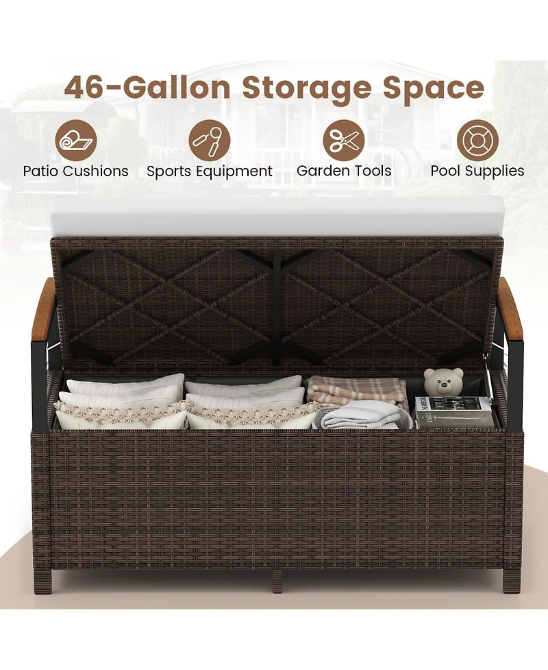 Slickblue Outdoor Deck Box Storage Bench with Padded Seat Cushion